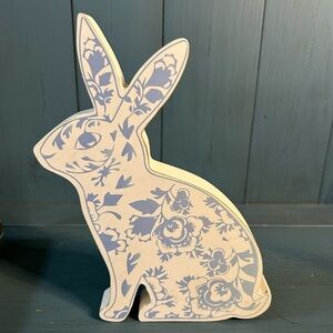 Floral Blue and White Bunny Decor